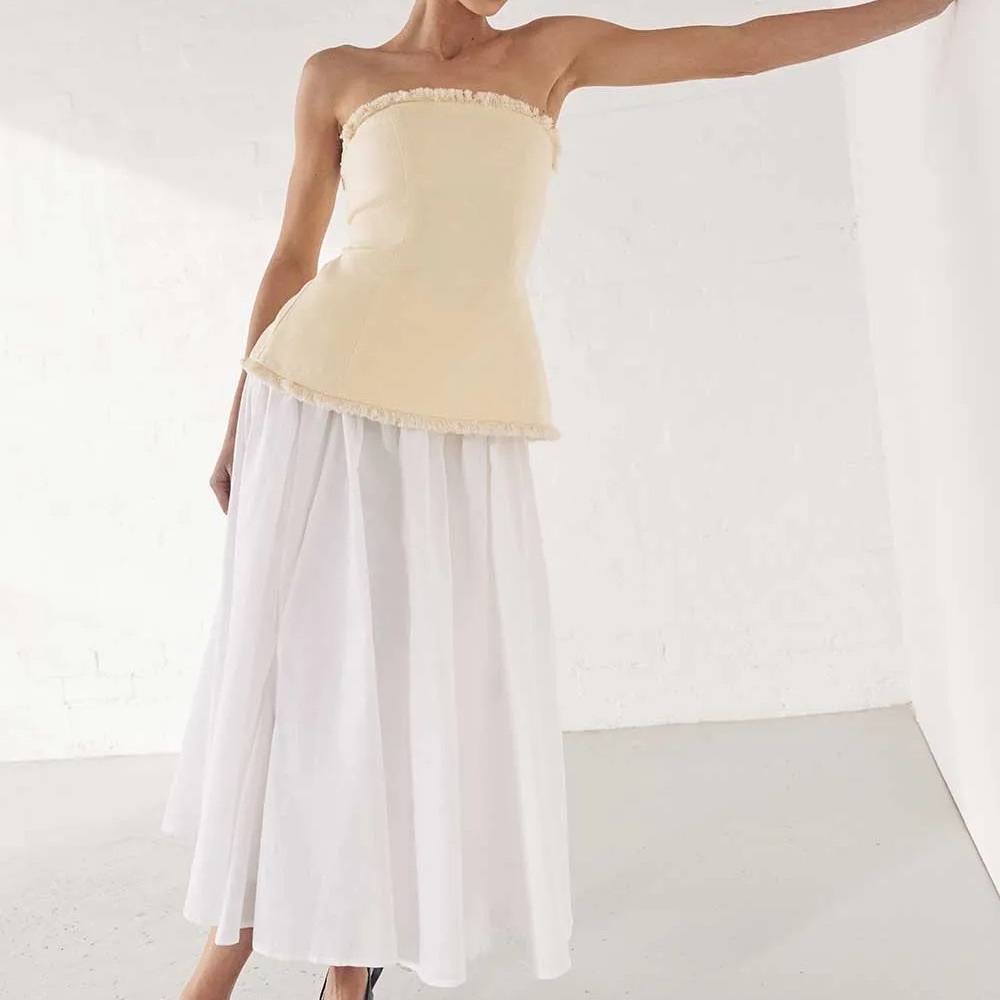 DISSH Linen White Tia Circle Skirt